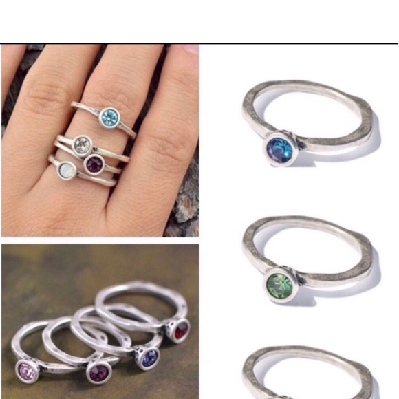 Swarovski Crystal Birthstone Solitaire Stackable Rings- sz 6, 7 or 8- Boutuque - Picture 4 of 11